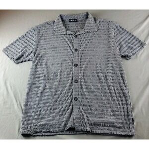 Vintage YMLA Shirt Mens Large Textured Semi Sheer Scene Disco Chains Night Club